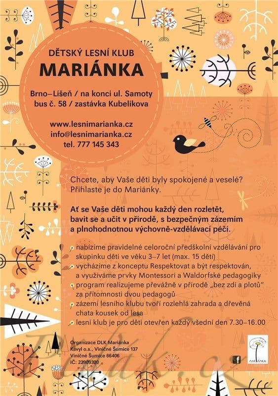 1. obrázek Lesní školka Mariánka - Brno Líšeň