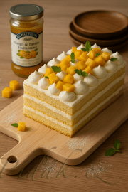 Obrázek Lehký ovocný dort s mangem a maracujou