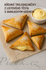 Obrázek Křehké trojúhelníčky z listového těsta s vanilkovým krémem