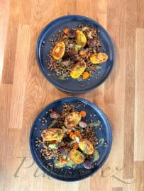 4. obrázek Teplý čočkový salát s pečeným bramborem a masovými kuličkami